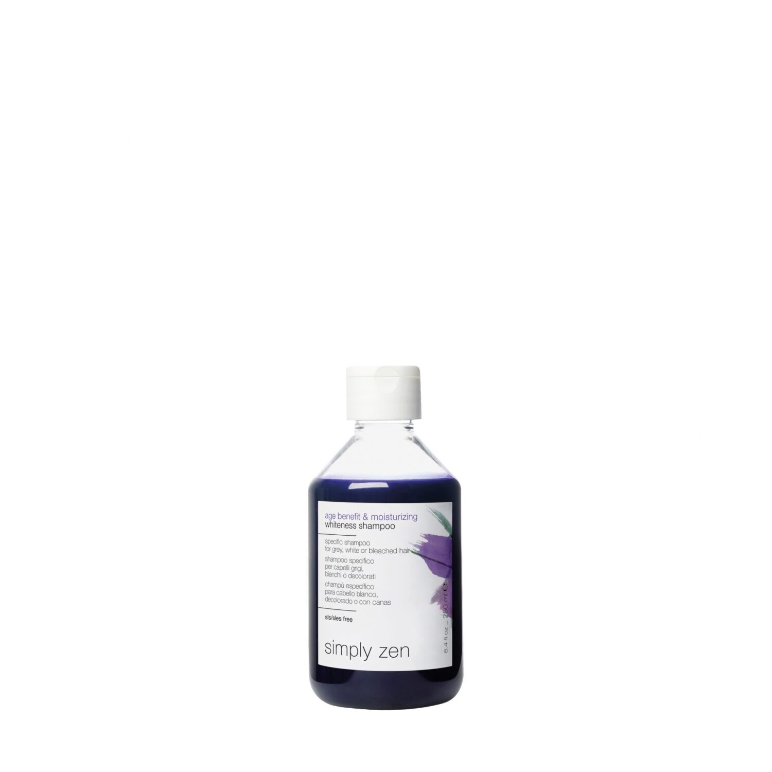 Simply_Zen AGE BENEFIT & MOIST WHITENESS SHAMPOO - Șampon hidratant mov pentru neutralizarea tonuri galbene 